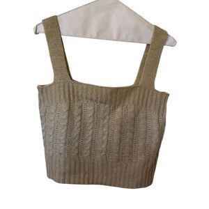 MM by My Michelle Tan Knit Crop Tank Women's Size Medium Neutral
